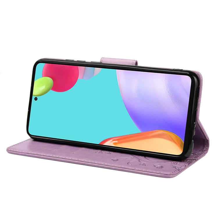 For Samsung Galaxy A53 5G Butterfly Flower Pattern Horizontal Flip Leather Phone Case with Card Slot & Holder(Light Purple) by buy2fix