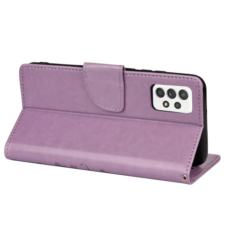 For Samsung Galaxy A53 5G Butterfly Flower Pattern Horizontal Flip Leather Phone Case with Card Slot & Holder(Light Purple) by buy2fix