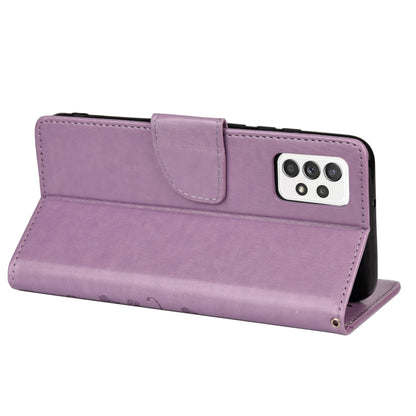 For Samsung Galaxy A53 5G Butterfly Flower Pattern Horizontal Flip Leather Phone Case with Card Slot & Holder(Light Purple) by buy2fix
