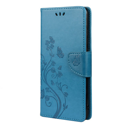 For Xiaomi Redmi Note 11 Butterfly Flower Pattern Horizontal Flip Leather Phone Case with Card Slot & Holder(Blue) - Xiaomi Cases by buy2fix | Online Shopping UK | buy2fix