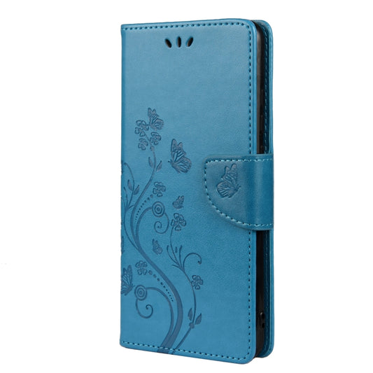 For Xiaomi Redmi Note 11 Butterfly Flower Pattern Horizontal Flip Leather Phone Case with Card Slot & Holder(Blue) - Xiaomi Cases by buy2fix | Online Shopping UK | buy2fix