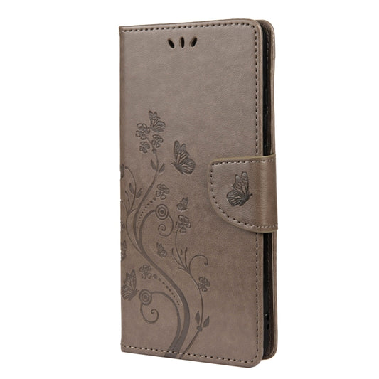 For Xiaomi Redmi Note 11 Butterfly Flower Pattern Horizontal Flip Leather Phone Case with Card Slot & Holder(Grey) - Xiaomi Cases by buy2fix | Online Shopping UK | buy2fix