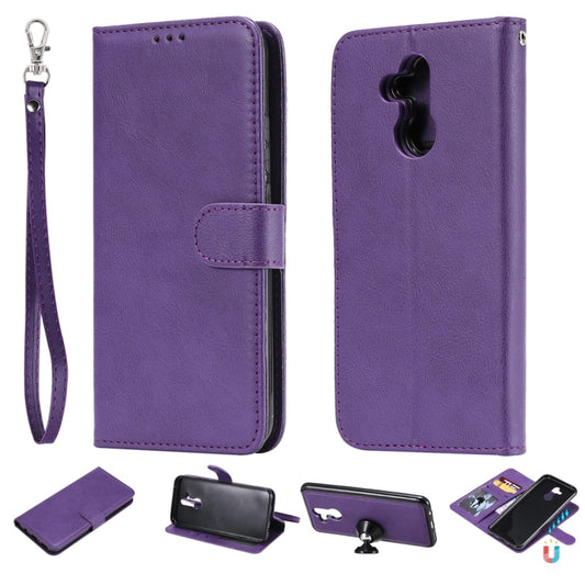 For Huawei Mate 20 Lite Solid Color Horizontal Flip Protective Case with Holder & Card Slots & Wallet & Photo Frame & Lanyard(Purple) - Huawei Cases by buy2fix | Online Shopping UK | buy2fix