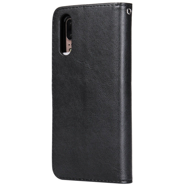 For Huawei P20 Solid Color Horizontal Flip Protective Case with Holder & Card Slots & Wallet & Photo Frame & Lanyard(Black) - Huawei Cases by buy2fix | Online Shopping UK | buy2fix