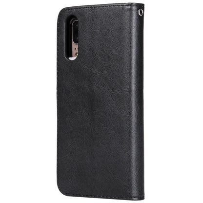 For Huawei P20 Solid Color Horizontal Flip Protective Case with Holder & Card Slots & Wallet & Photo Frame & Lanyard(Black) - Huawei Cases by buy2fix | Online Shopping UK | buy2fix