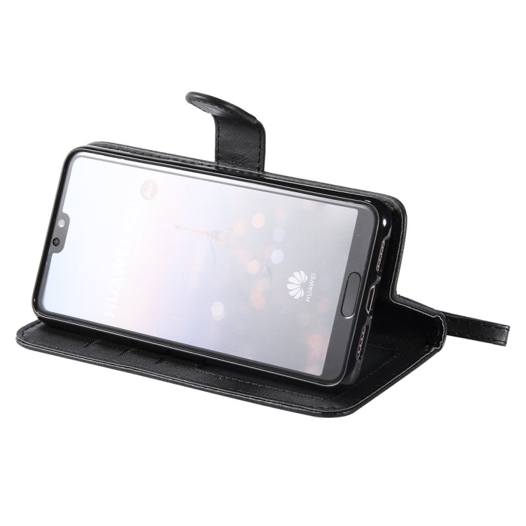 For Huawei P20 Solid Color Horizontal Flip Protective Case with Holder & Card Slots & Wallet & Photo Frame & Lanyard(Black) - Huawei Cases by buy2fix | Online Shopping UK | buy2fix