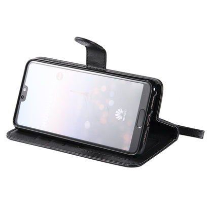 For Huawei P20 Solid Color Horizontal Flip Protective Case with Holder & Card Slots & Wallet & Photo Frame & Lanyard(Black) - Huawei Cases by buy2fix | Online Shopping UK | buy2fix