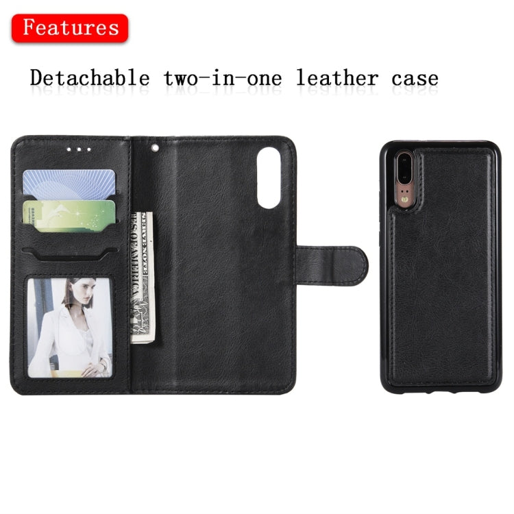 For Huawei P20 Solid Color Horizontal Flip Protective Case with Holder & Card Slots & Wallet & Photo Frame & Lanyard(Black) - Huawei Cases by buy2fix | Online Shopping UK | buy2fix