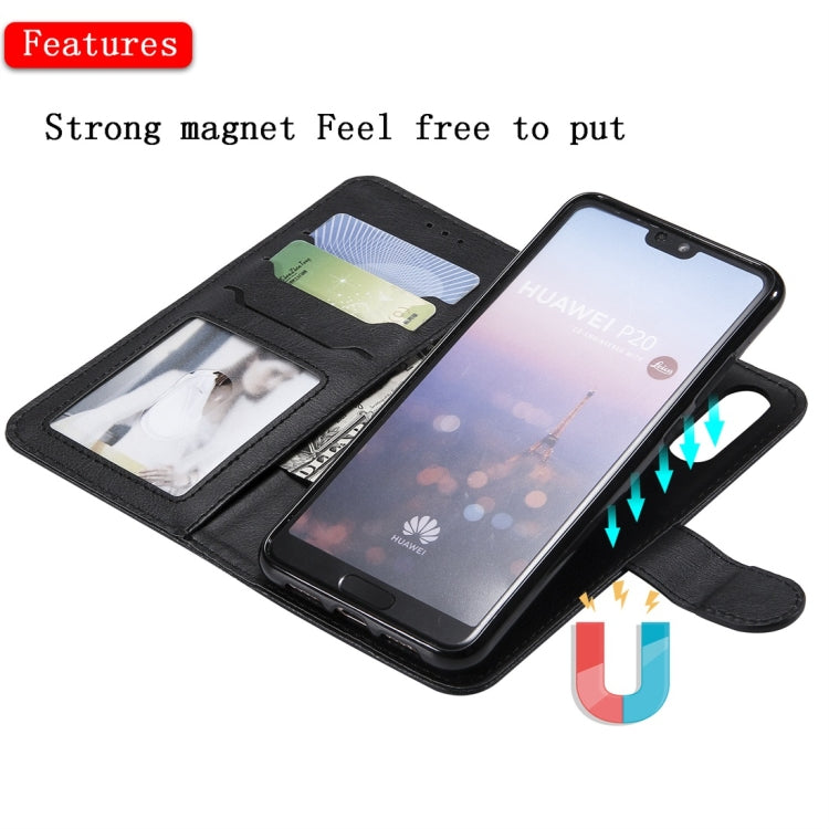 For Huawei P20 Solid Color Horizontal Flip Protective Case with Holder & Card Slots & Wallet & Photo Frame & Lanyard(Black) - Huawei Cases by buy2fix | Online Shopping UK | buy2fix