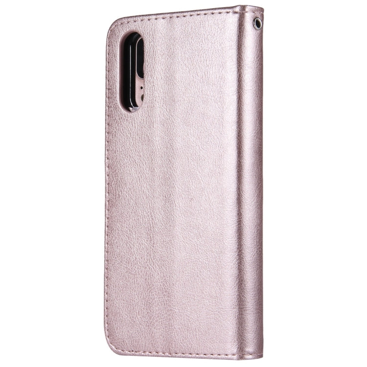 For Huawei P20 Solid Color Horizontal Flip Protective Case with Holder & Card Slots & Wallet & Photo Frame & Lanyard(Rose Gold) - Huawei Cases by buy2fix | Online Shopping UK | buy2fix