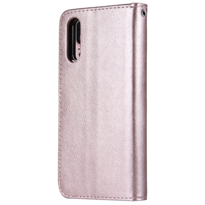 For Huawei P20 Solid Color Horizontal Flip Protective Case with Holder & Card Slots & Wallet & Photo Frame & Lanyard(Rose Gold) - Huawei Cases by buy2fix | Online Shopping UK | buy2fix