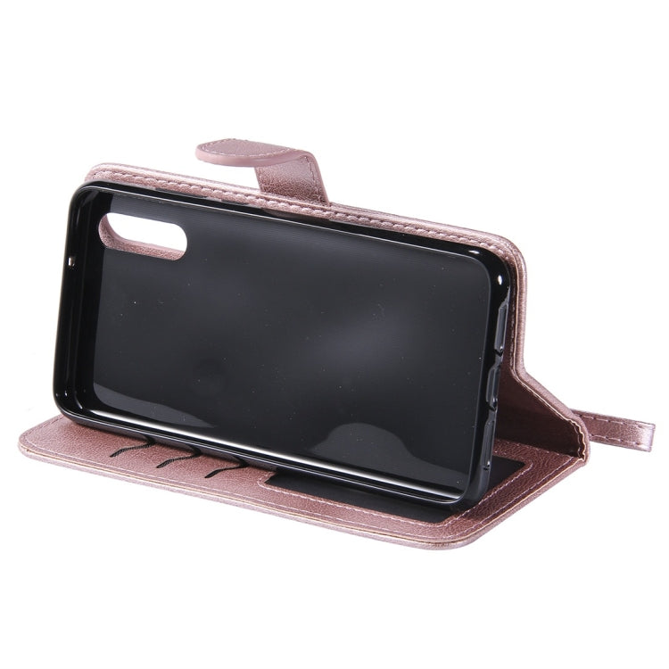 For Huawei P20 Solid Color Horizontal Flip Protective Case with Holder & Card Slots & Wallet & Photo Frame & Lanyard(Rose Gold) - Huawei Cases by buy2fix | Online Shopping UK | buy2fix