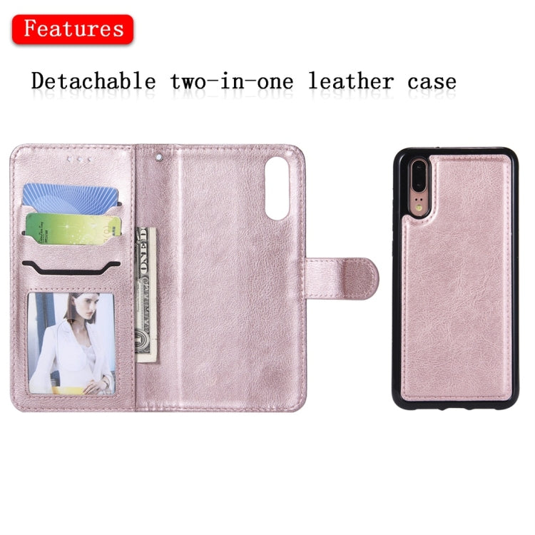 For Huawei P20 Solid Color Horizontal Flip Protective Case with Holder & Card Slots & Wallet & Photo Frame & Lanyard(Rose Gold) - Huawei Cases by buy2fix | Online Shopping UK | buy2fix