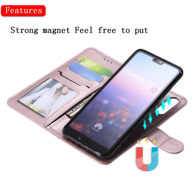 For Huawei P20 Solid Color Horizontal Flip Protective Case with Holder & Card Slots & Wallet & Photo Frame & Lanyard(Rose Gold) - Huawei Cases by buy2fix | Online Shopping UK | buy2fix