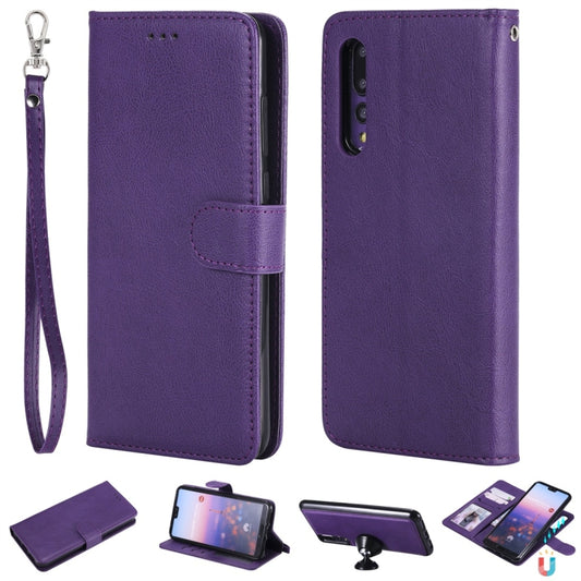 For Huawei P20 Pro Solid Color Horizontal Flip Protective Case with Holder & Card Slots & Wallet & Photo Frame & Lanyard(Purple) - Huawei Cases by buy2fix | Online Shopping UK | buy2fix