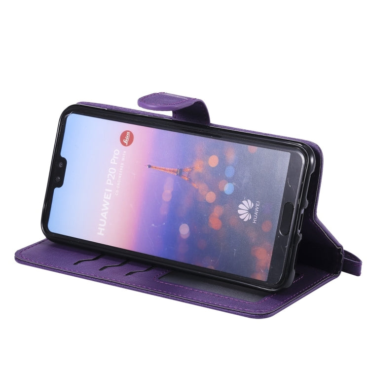For Huawei P20 Pro Solid Color Horizontal Flip Protective Case with Holder & Card Slots & Wallet & Photo Frame & Lanyard(Purple) - Huawei Cases by buy2fix | Online Shopping UK | buy2fix