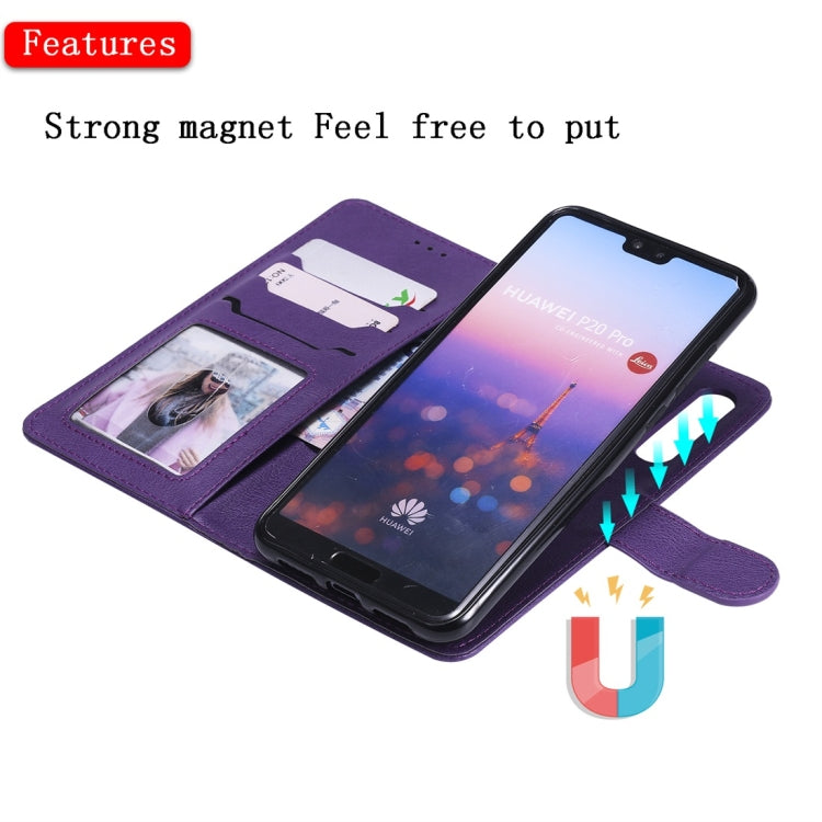 For Huawei P20 Pro Solid Color Horizontal Flip Protective Case with Holder & Card Slots & Wallet & Photo Frame & Lanyard(Purple) - Huawei Cases by buy2fix | Online Shopping UK | buy2fix