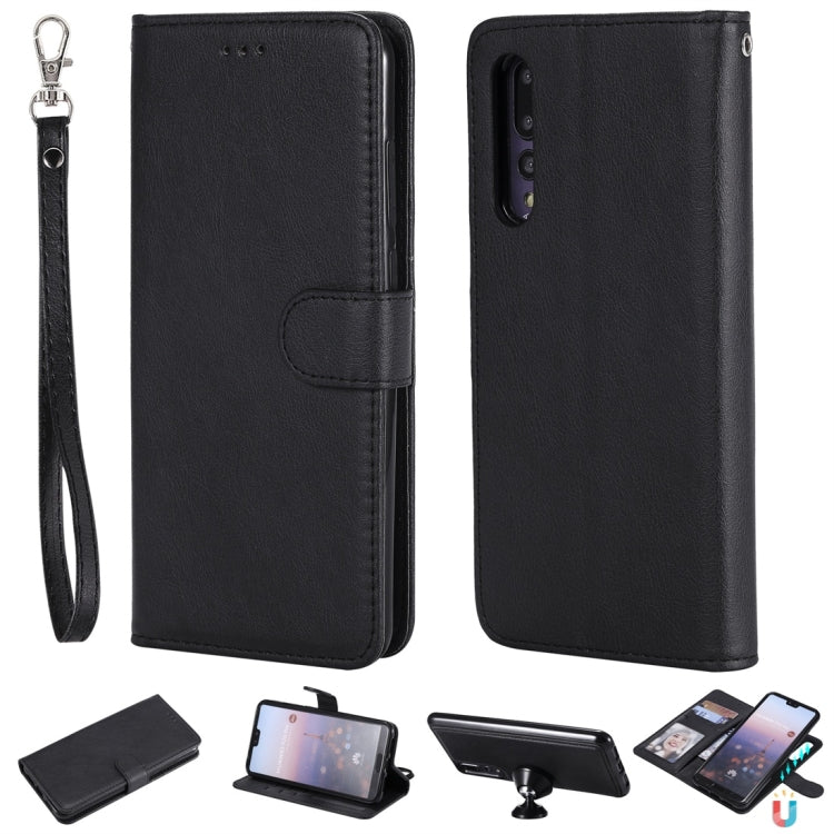For Huawei P20 Pro Solid Color Horizontal Flip Protective Case with Holder & Card Slots & Wallet & Photo Frame & Lanyard(Black) - Huawei Cases by buy2fix | Online Shopping UK | buy2fix