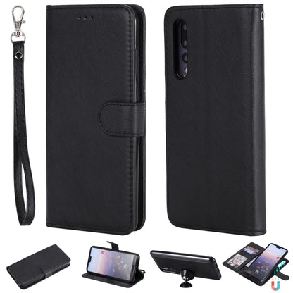For Huawei P20 Pro Solid Color Horizontal Flip Protective Case with Holder & Card Slots & Wallet & Photo Frame & Lanyard(Black) - Huawei Cases by buy2fix | Online Shopping UK | buy2fix