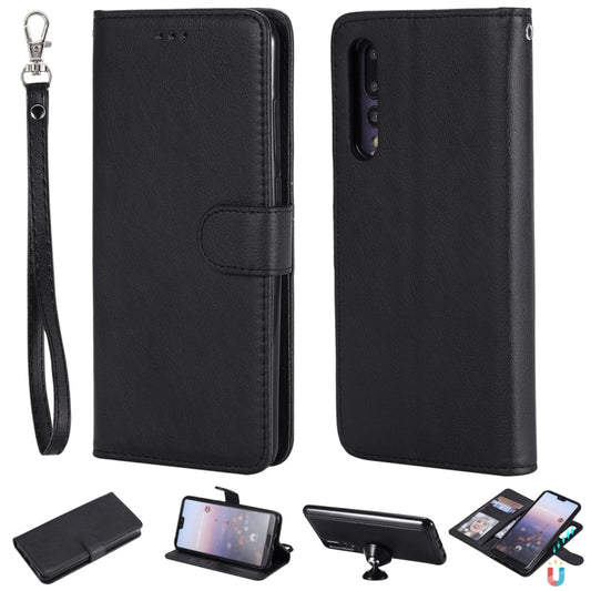 For Huawei P20 Pro Solid Color Horizontal Flip Protective Case with Holder & Card Slots & Wallet & Photo Frame & Lanyard(Black) - Huawei Cases by buy2fix | Online Shopping UK | buy2fix