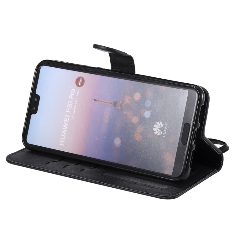For Huawei P20 Pro Solid Color Horizontal Flip Protective Case with Holder & Card Slots & Wallet & Photo Frame & Lanyard(Black) - Huawei Cases by buy2fix | Online Shopping UK | buy2fix