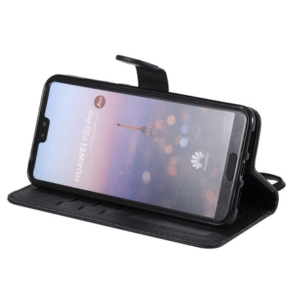 For Huawei P20 Pro Solid Color Horizontal Flip Protective Case with Holder & Card Slots & Wallet & Photo Frame & Lanyard(Black) - Huawei Cases by buy2fix | Online Shopping UK | buy2fix