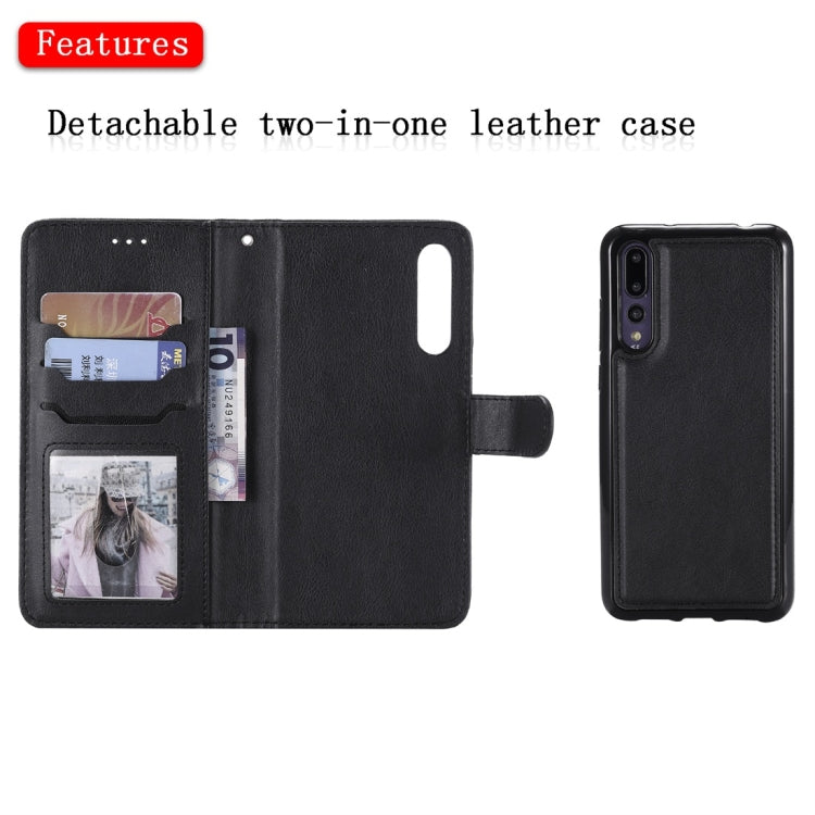 For Huawei P20 Pro Solid Color Horizontal Flip Protective Case with Holder & Card Slots & Wallet & Photo Frame & Lanyard(Black) - Huawei Cases by buy2fix | Online Shopping UK | buy2fix