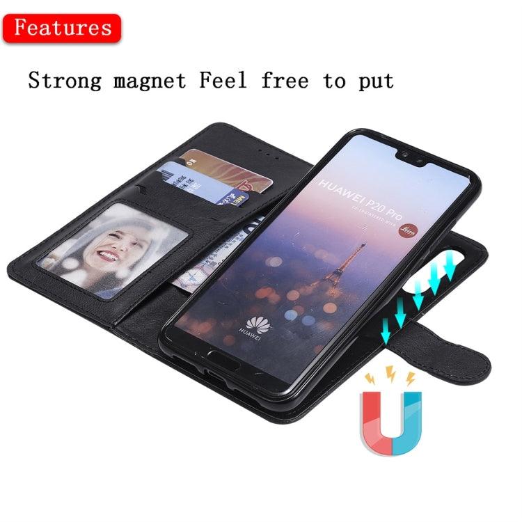 For Huawei P20 Pro Solid Color Horizontal Flip Protective Case with Holder & Card Slots & Wallet & Photo Frame & Lanyard(Black) - Huawei Cases by buy2fix | Online Shopping UK | buy2fix