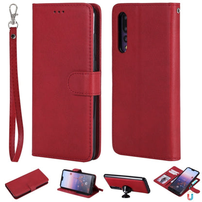 For Huawei P20 Pro Solid Color Horizontal Flip Protective Case with Holder & Card Slots & Wallet & Photo Frame & Lanyard(Red) - Huawei Cases by buy2fix | Online Shopping UK | buy2fix