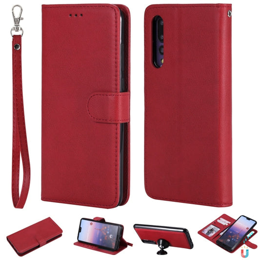 For Huawei P20 Pro Solid Color Horizontal Flip Protective Case with Holder & Card Slots & Wallet & Photo Frame & Lanyard(Red) - Huawei Cases by buy2fix | Online Shopping UK | buy2fix