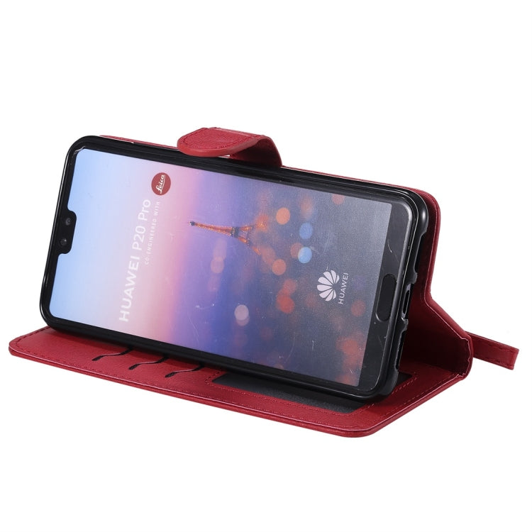 For Huawei P20 Pro Solid Color Horizontal Flip Protective Case with Holder & Card Slots & Wallet & Photo Frame & Lanyard(Red) - Huawei Cases by buy2fix | Online Shopping UK | buy2fix