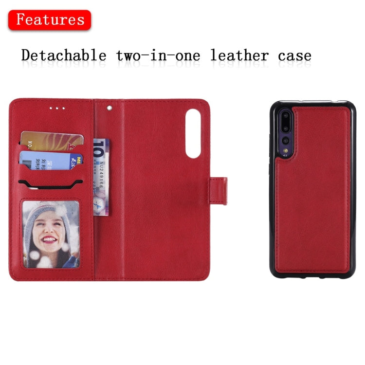 For Huawei P20 Pro Solid Color Horizontal Flip Protective Case with Holder & Card Slots & Wallet & Photo Frame & Lanyard(Red) - Huawei Cases by buy2fix | Online Shopping UK | buy2fix
