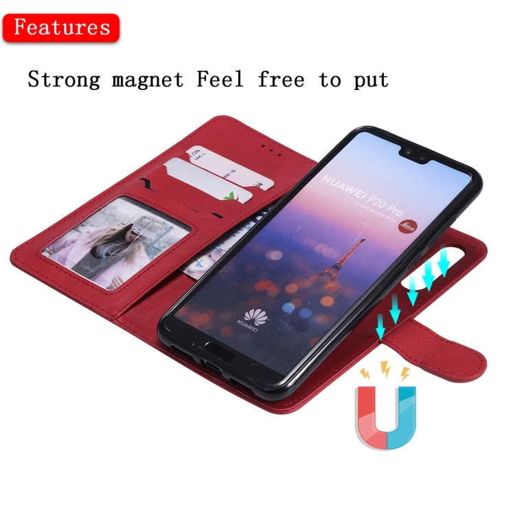 For Huawei P20 Pro Solid Color Horizontal Flip Protective Case with Holder & Card Slots & Wallet & Photo Frame & Lanyard(Red) - Huawei Cases by buy2fix | Online Shopping UK | buy2fix