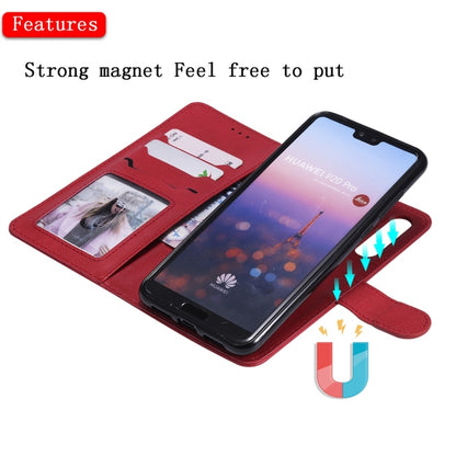 For Huawei P20 Pro Solid Color Horizontal Flip Protective Case with Holder & Card Slots & Wallet & Photo Frame & Lanyard(Red) - Huawei Cases by buy2fix | Online Shopping UK | buy2fix