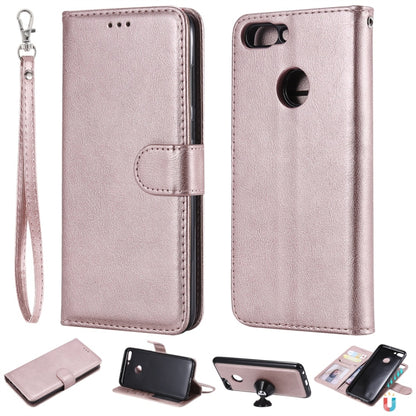 For Huawei P Smart / Enjoy 7s Solid Color Horizontal Flip Protective Case with Holder & Card Slots & Wallet & Photo Frame & Lanyard(Rose Gold) - Huawei Cases by buy2fix | Online Shopping UK | buy2fix