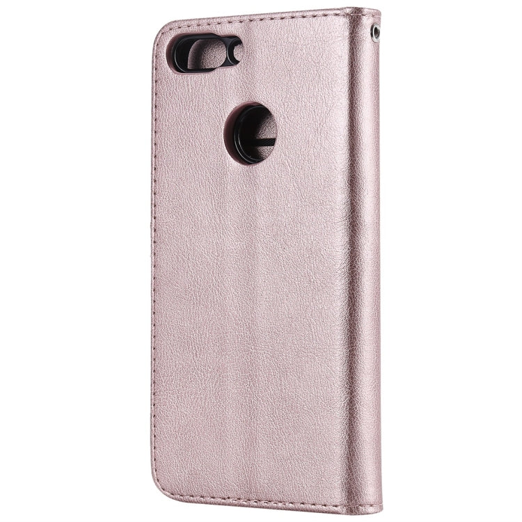 For Huawei P Smart / Enjoy 7s Solid Color Horizontal Flip Protective Case with Holder & Card Slots & Wallet & Photo Frame & Lanyard(Rose Gold) - Huawei Cases by buy2fix | Online Shopping UK | buy2fix