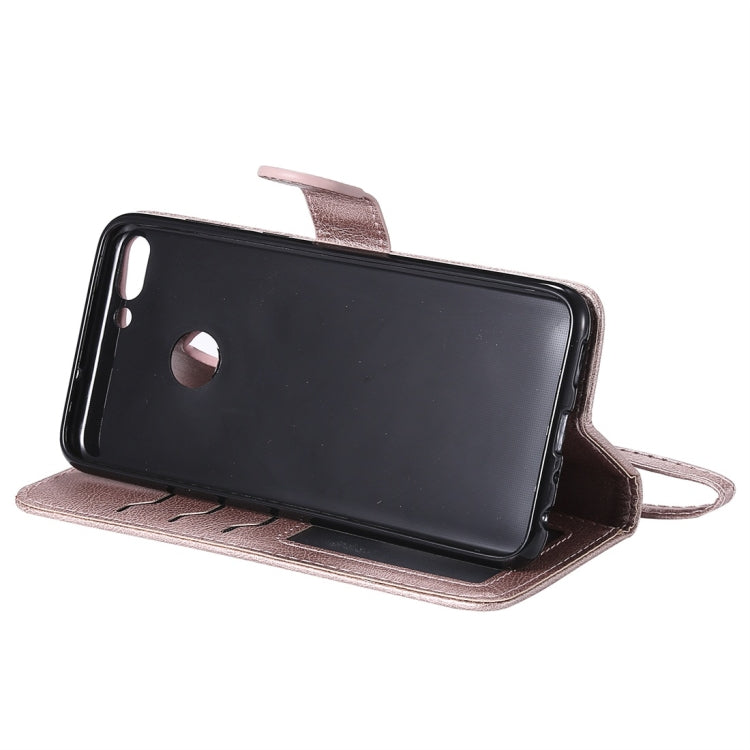 For Huawei P Smart / Enjoy 7s Solid Color Horizontal Flip Protective Case with Holder & Card Slots & Wallet & Photo Frame & Lanyard(Rose Gold) - Huawei Cases by buy2fix | Online Shopping UK | buy2fix