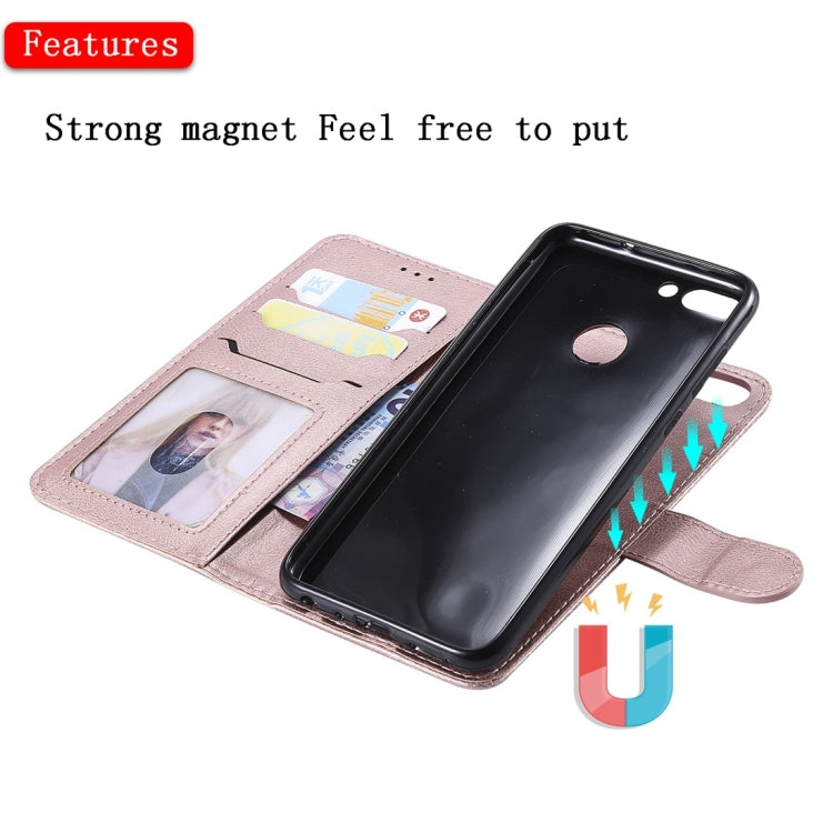 For Huawei P Smart / Enjoy 7s Solid Color Horizontal Flip Protective Case with Holder & Card Slots & Wallet & Photo Frame & Lanyard(Rose Gold) - Huawei Cases by buy2fix | Online Shopping UK | buy2fix