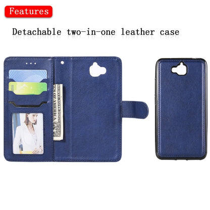 For Huawei Y6 Pro / Enjoy 5 Solid Color Horizontal Flip Protective Case with Holder & Card Slots & Wallet & Photo Frame & Lanyard(Blue) - Huawei Cases by buy2fix | Online Shopping UK | buy2fix