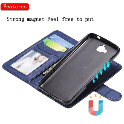 For Huawei Y6 Pro / Enjoy 5 Solid Color Horizontal Flip Protective Case with Holder & Card Slots & Wallet & Photo Frame & Lanyard(Blue) - Huawei Cases by buy2fix | Online Shopping UK | buy2fix