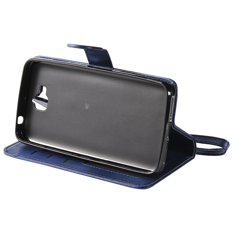 For Huawei Y6 Pro / Enjoy 5 Solid Color Horizontal Flip Protective Case with Holder & Card Slots & Wallet & Photo Frame & Lanyard(Blue) - Huawei Cases by buy2fix | Online Shopping UK | buy2fix