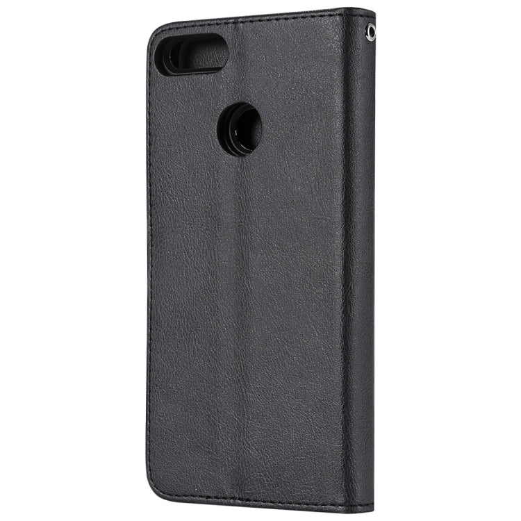 For Huawei Y9 (2018) Solid Color Horizontal Flip Protective Case with Holder & Card Slots & Wallet & Photo Frame & Lanyard(Black) - Huawei Cases by buy2fix | Online Shopping UK | buy2fix