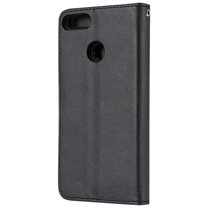 For Huawei Y9 (2018) Solid Color Horizontal Flip Protective Case with Holder & Card Slots & Wallet & Photo Frame & Lanyard(Black) - Huawei Cases by buy2fix | Online Shopping UK | buy2fix