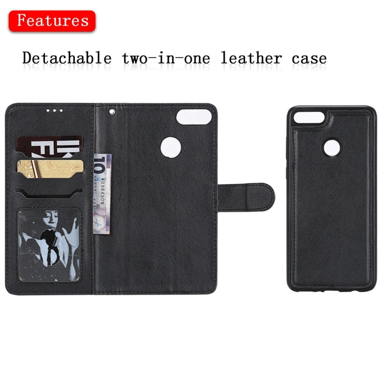 For Huawei Y9 (2018) Solid Color Horizontal Flip Protective Case with Holder & Card Slots & Wallet & Photo Frame & Lanyard(Black) - Huawei Cases by buy2fix | Online Shopping UK | buy2fix