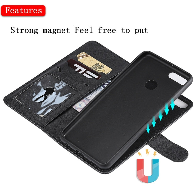 For Huawei Y9 (2018) Solid Color Horizontal Flip Protective Case with Holder & Card Slots & Wallet & Photo Frame & Lanyard(Black) - Huawei Cases by buy2fix | Online Shopping UK | buy2fix