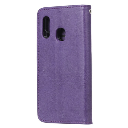 For Galaxy A20e Solid Color Horizontal Flip Protective Case with Holder & Card Slots & Wallet & Photo Frame & Lanyard(Purple) by buy2fix