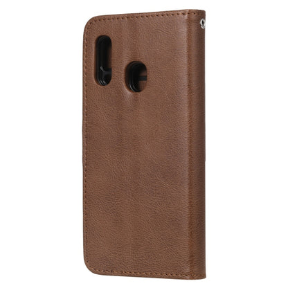For Galaxy A20e Solid Color Horizontal Flip Protective Case with Holder & Card Slots & Wallet & Photo Frame & Lanyard(Brown) by buy2fix