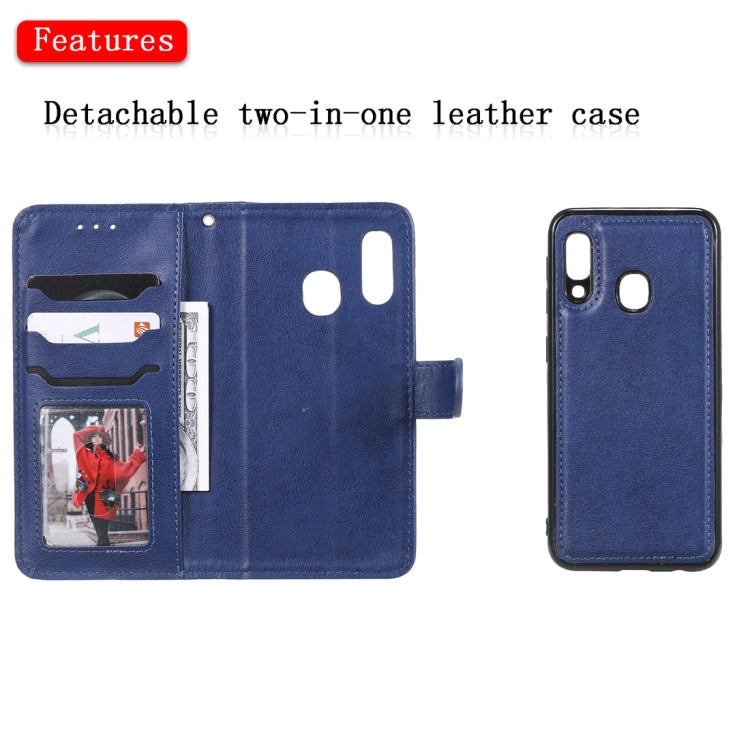For Galaxy A20e Solid Color Horizontal Flip Protective Case with Holder & Card Slots & Wallet & Photo Frame & Lanyard(Blue) by buy2fix