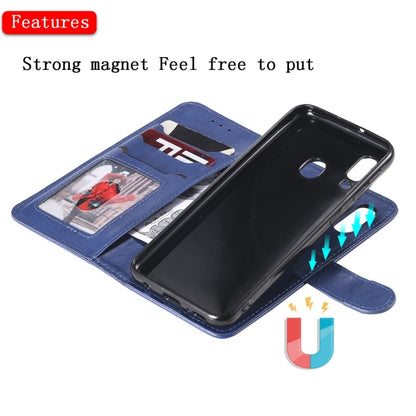 For Galaxy A20e Solid Color Horizontal Flip Protective Case with Holder & Card Slots & Wallet & Photo Frame & Lanyard(Blue) by buy2fix