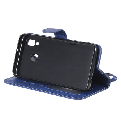 For Galaxy A20e Solid Color Horizontal Flip Protective Case with Holder & Card Slots & Wallet & Photo Frame & Lanyard(Blue) by buy2fix
